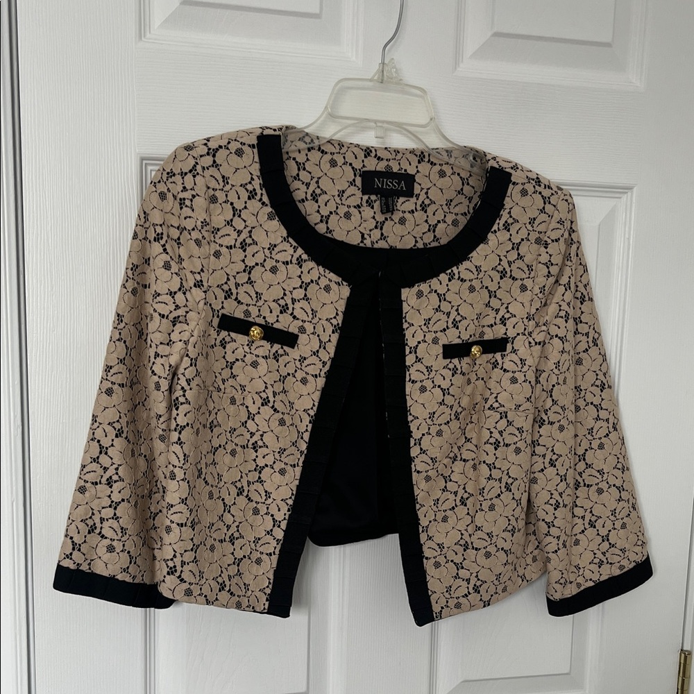 Women's Black and beige Lace Jacket